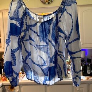 A blue and white cotton shirt Nine West